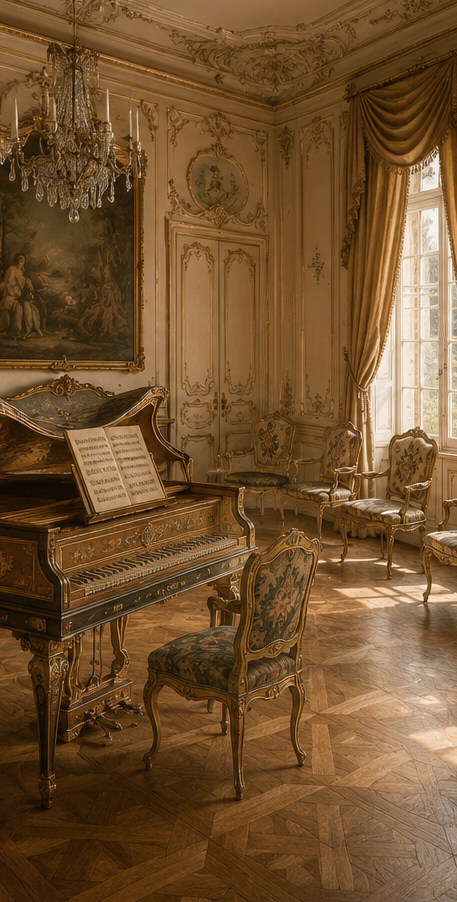 A period music room reflecting the musical culture of the Mozart family