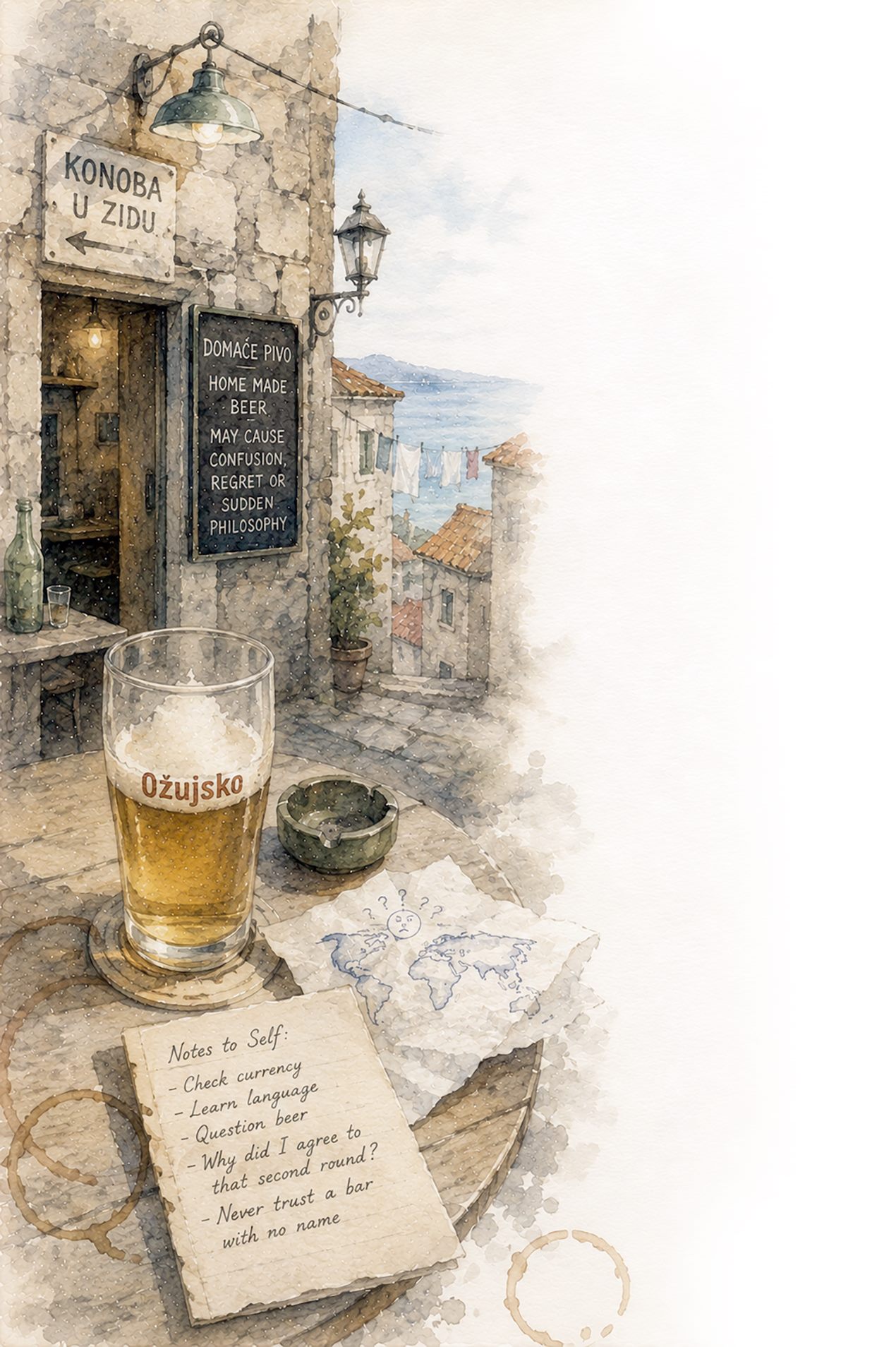 Croatia (Hole-in-the-Wall Bar) — Suspicious Beer and International Regret illustration
