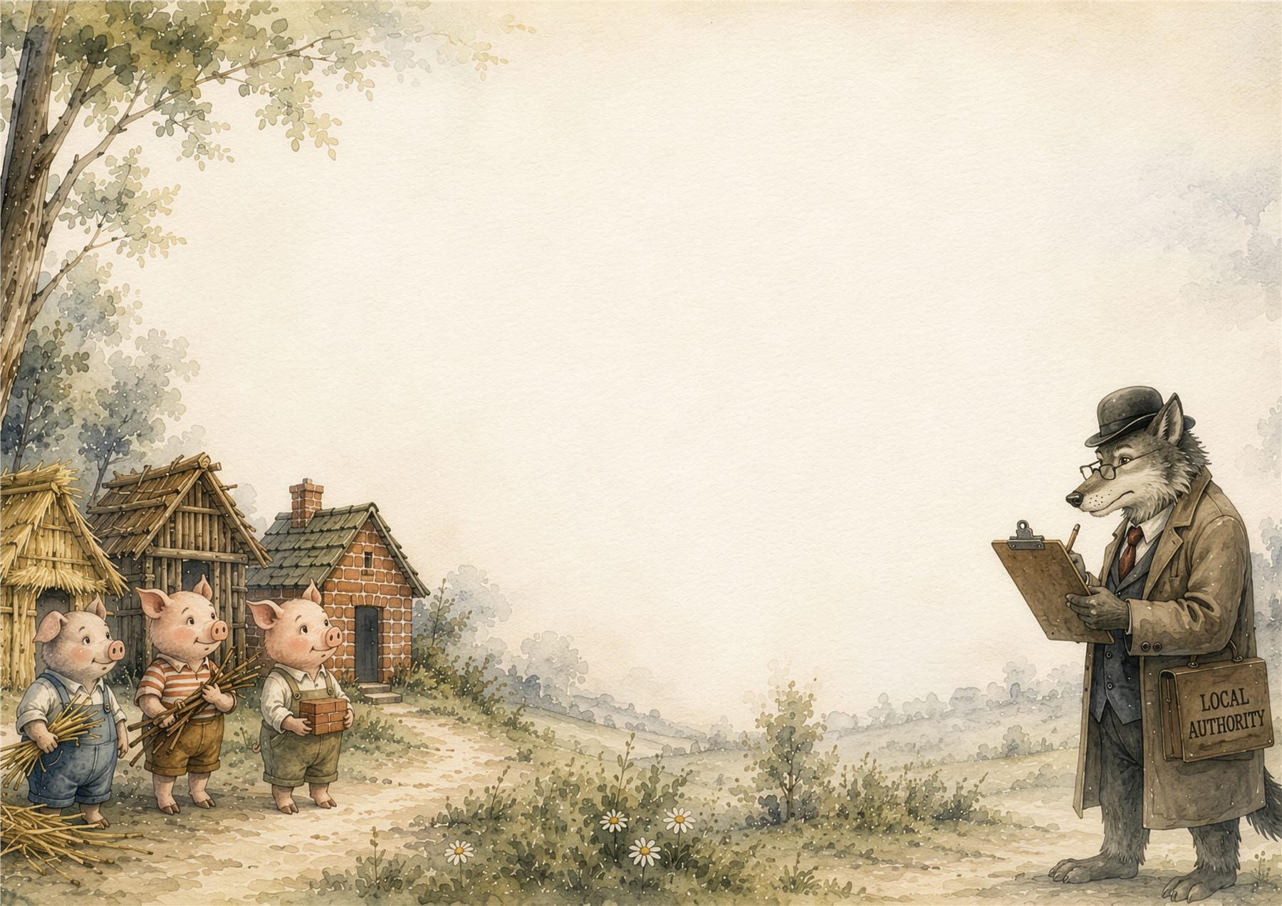 The Big Bad Bureaucrat (Three Little Pigs Alternative) illustration